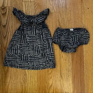 Splendid Two Tone Blue Print Pattern Dress with Bloomer